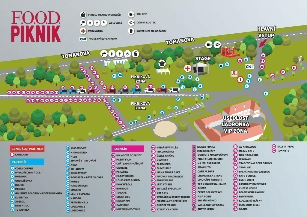 Mapa areálu Food PIKNIK v Praze